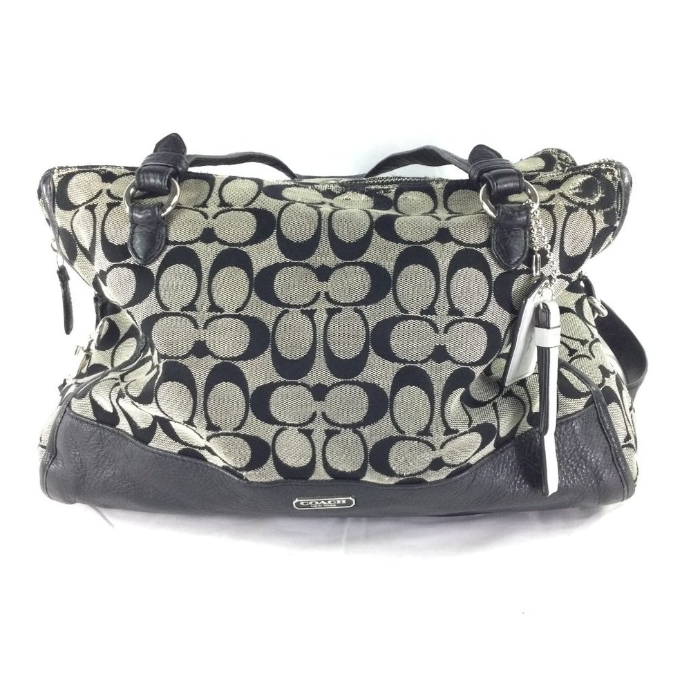 Coach Park Signature Triple Zip Satchel Black